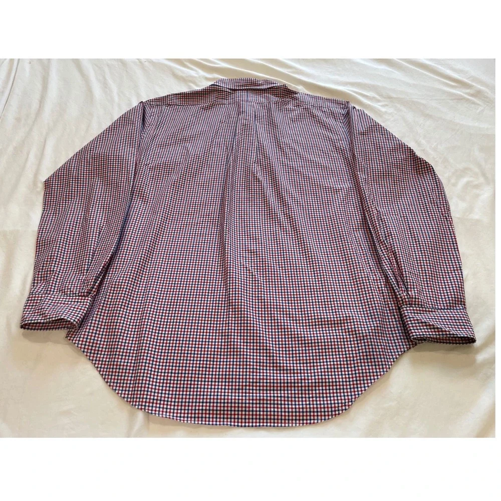 Polo Ralph Lauren Mens Large Gingham Button Down Shirt Red White Blue Cotton
